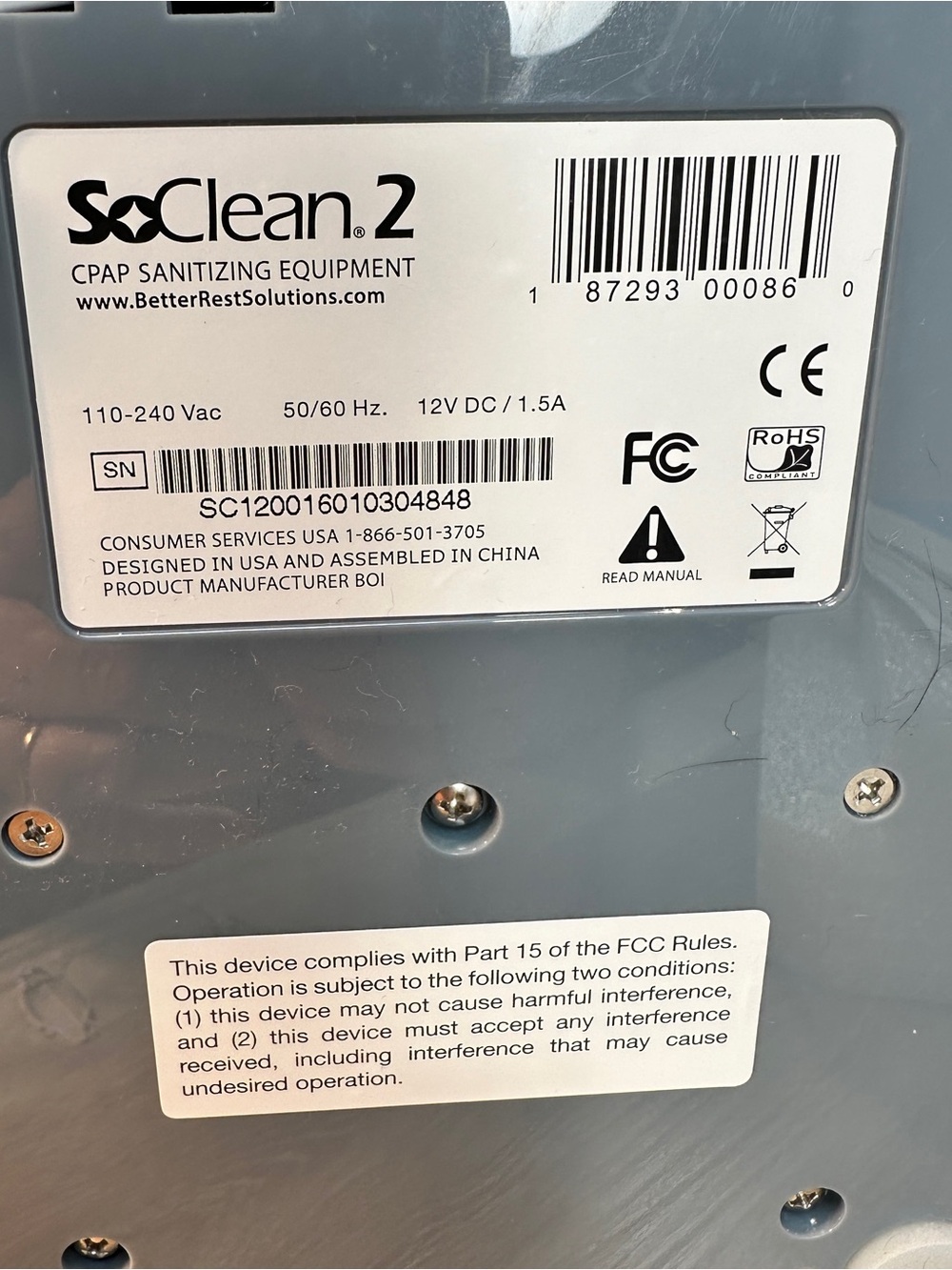 SoClean 2 Machine SC1200 complete with box - preowned - Picture 12 of 12